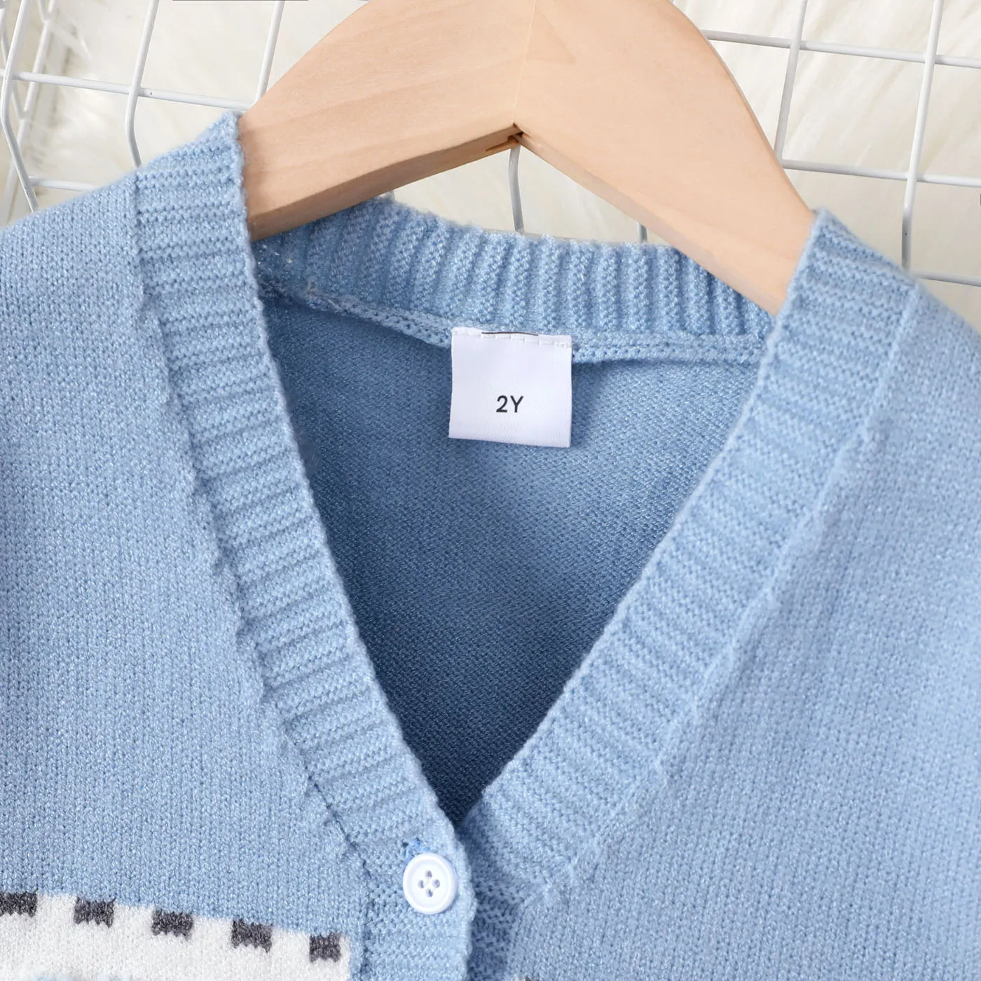 Toddler Girl/Boy Vehicle Pattern Button Up Sweater  Blue image 3