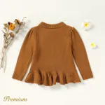 Toddler Girl Button Placket Peplum Cable Knit Sweater   image 2