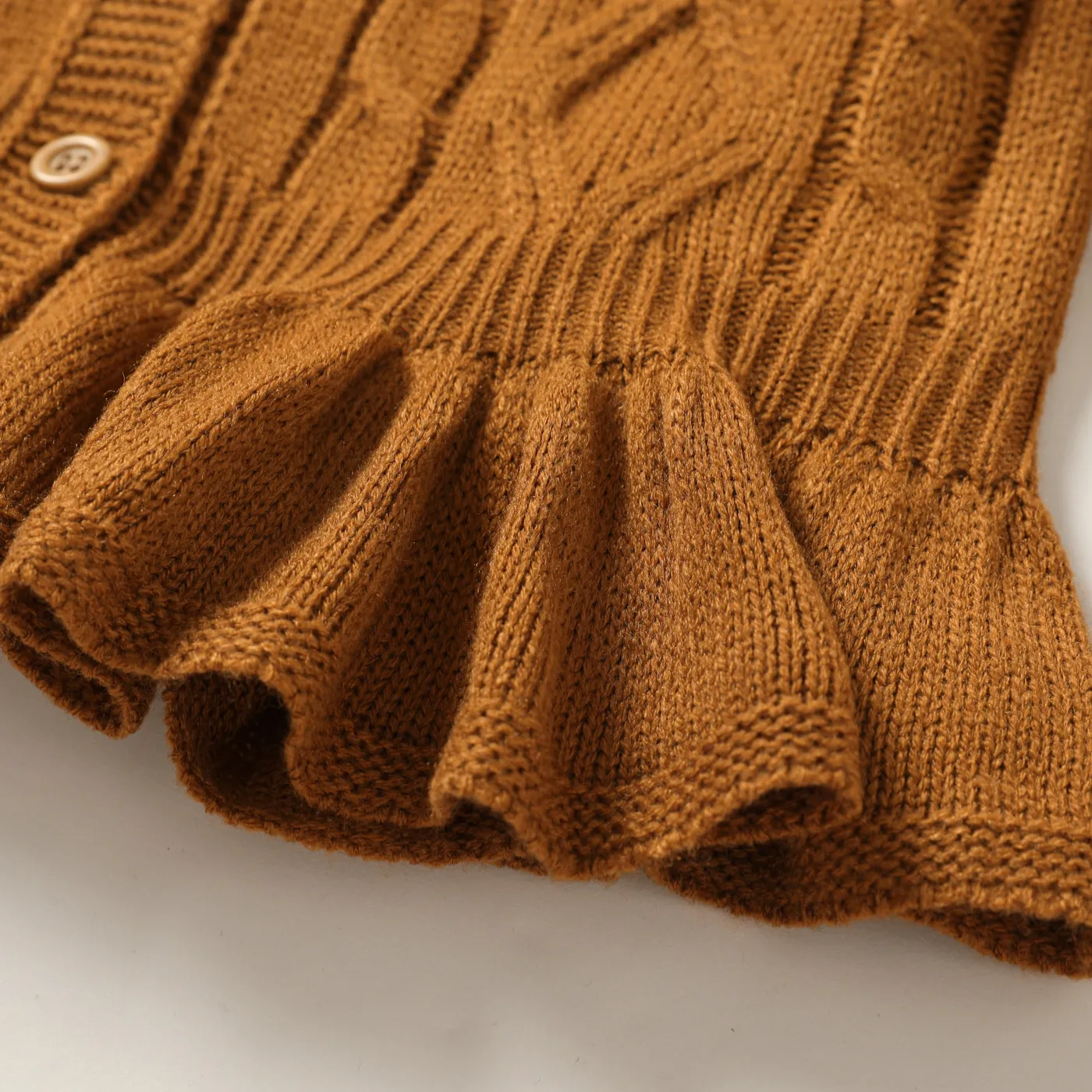 Toddler Girl Button Placket Peplum Cable Knit Sweater   image 4