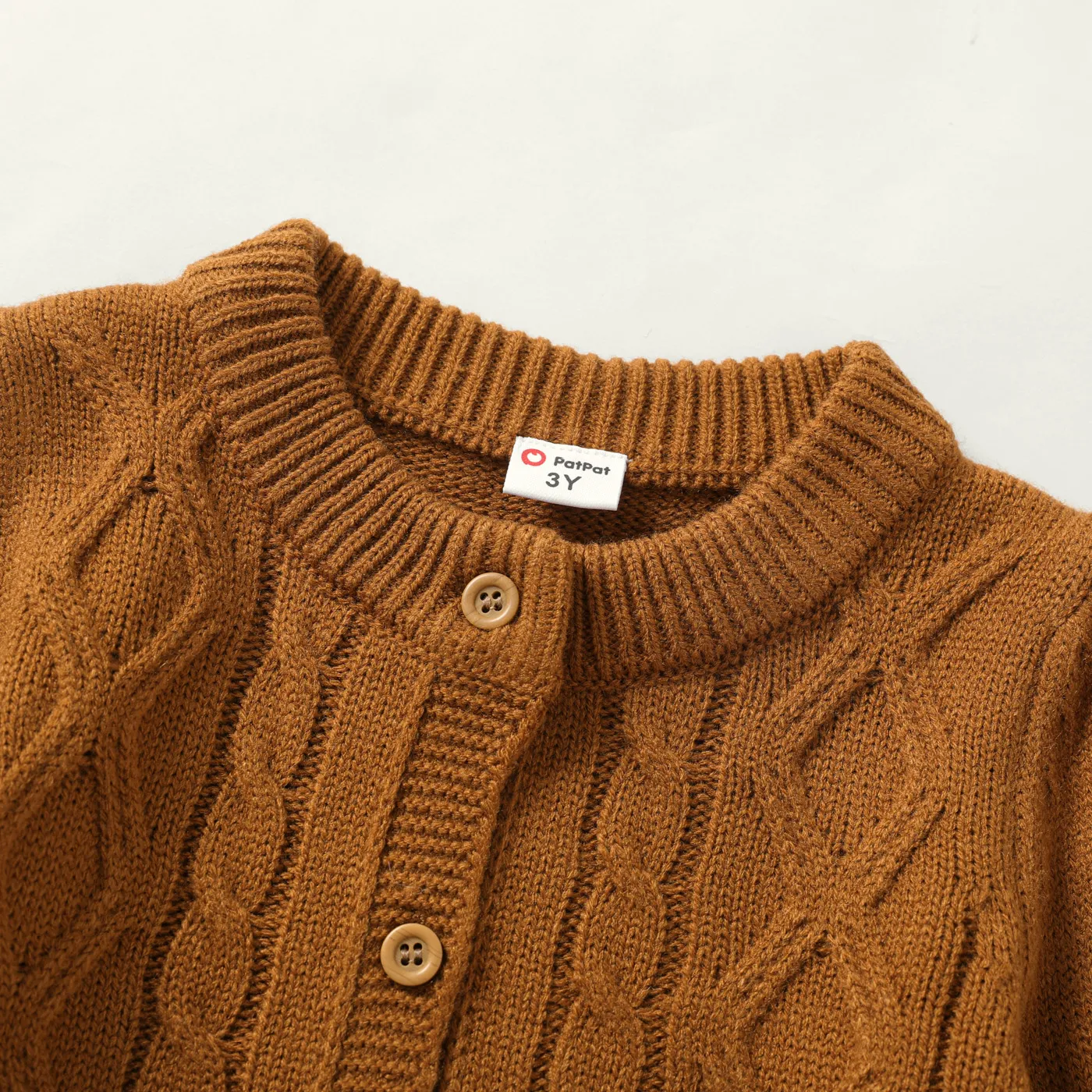 Toddler Girl Button Placket Peplum Cable Knit Sweater   image 3