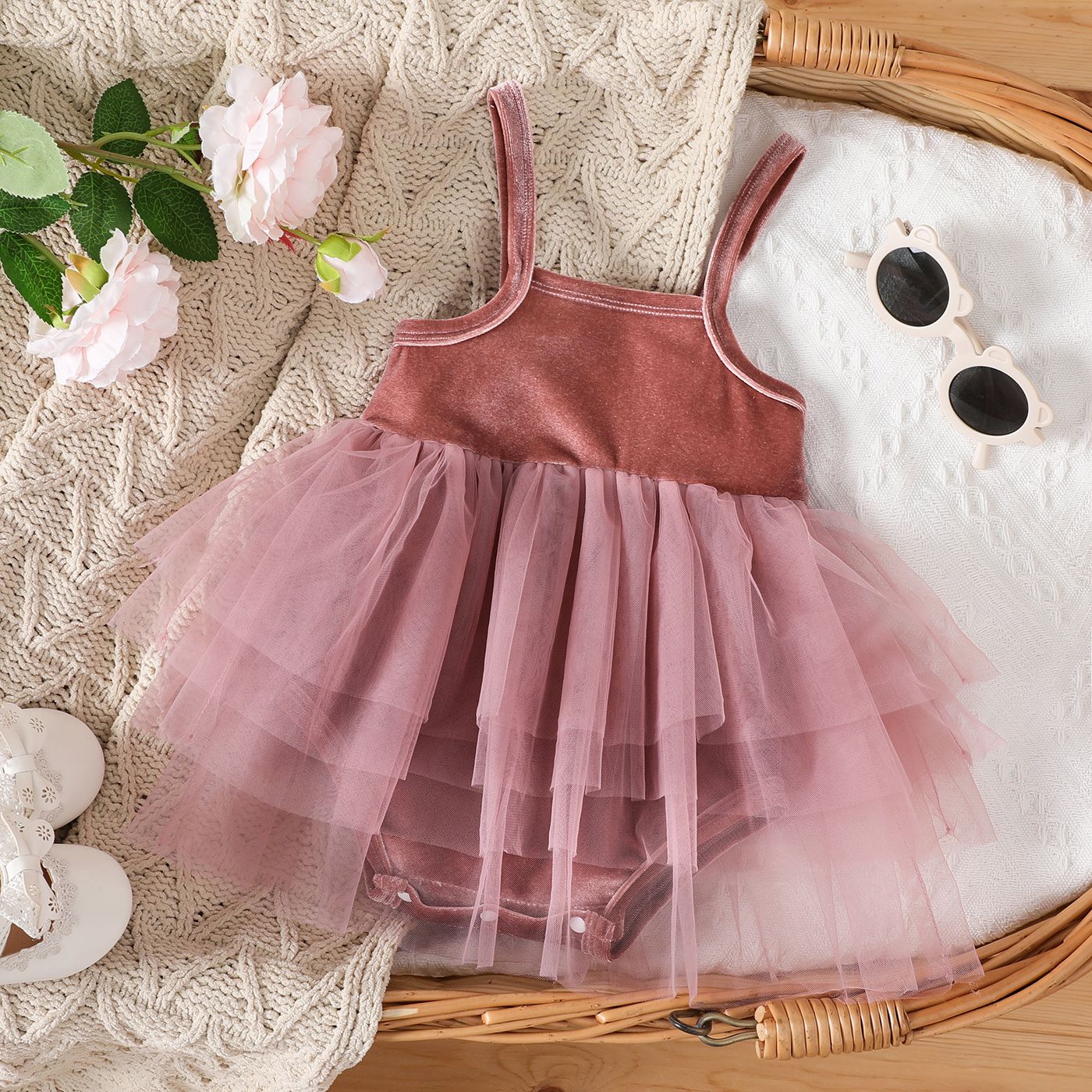 

Baby Girl Mesh Slip Bodysuit Dress