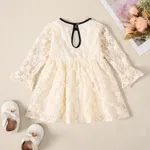 Baby Girl Sweet Solid Color Lace Long Sleeve Dresses  image 2
