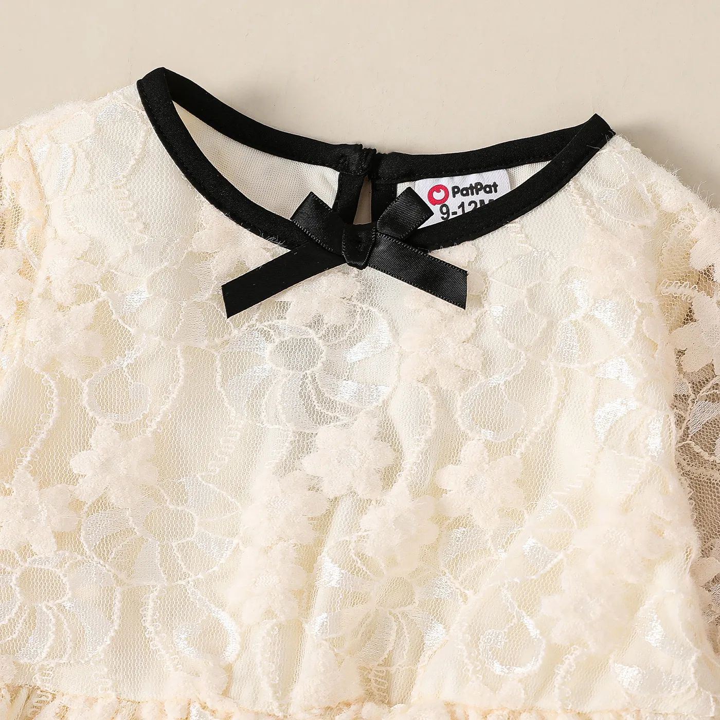 Baby Girl Sweet Solid Color Lace Long Sleeve Dresses  image 3