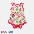 Peppa Pig Mommy and Me Watermelon & Character Print Pom Pom Decor Ruffled Off-Shoulder Slip Dresses  image 3