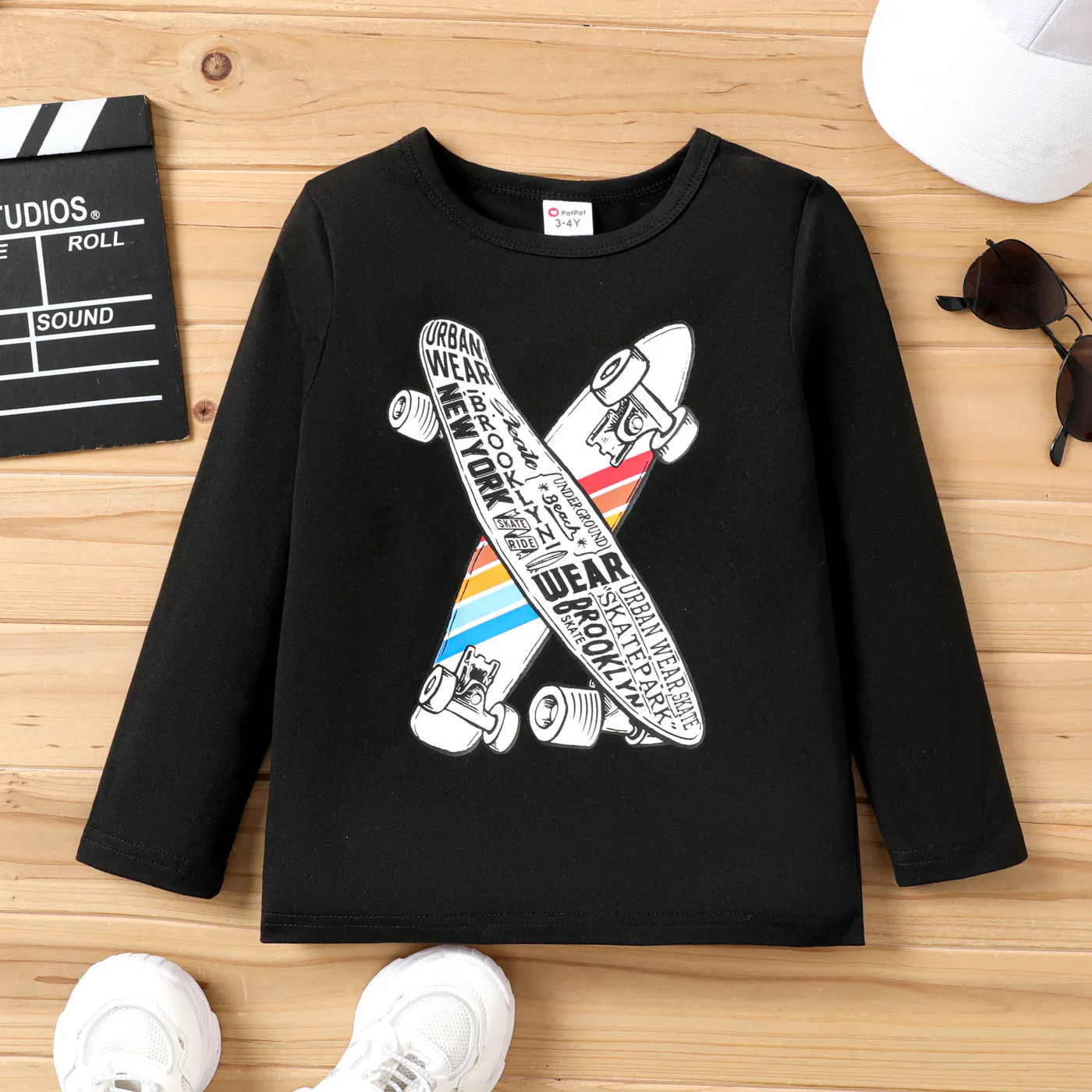 Toddler Boy Skateboard Print Long-sleeve Tee  image 1