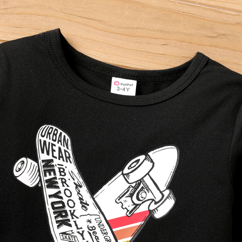 Toddler Boy Skateboard Print Long-sleeve Tee big image 4