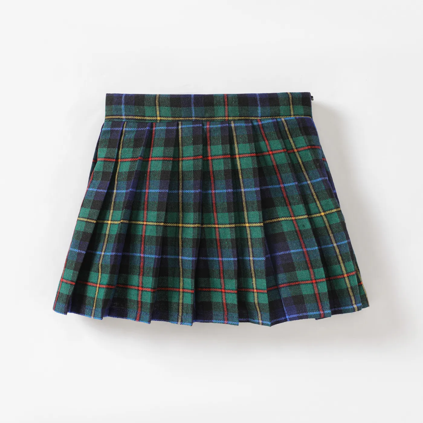 Toddler Girl School Uniform Solid / Plaid Pleated Skort ColorBlock