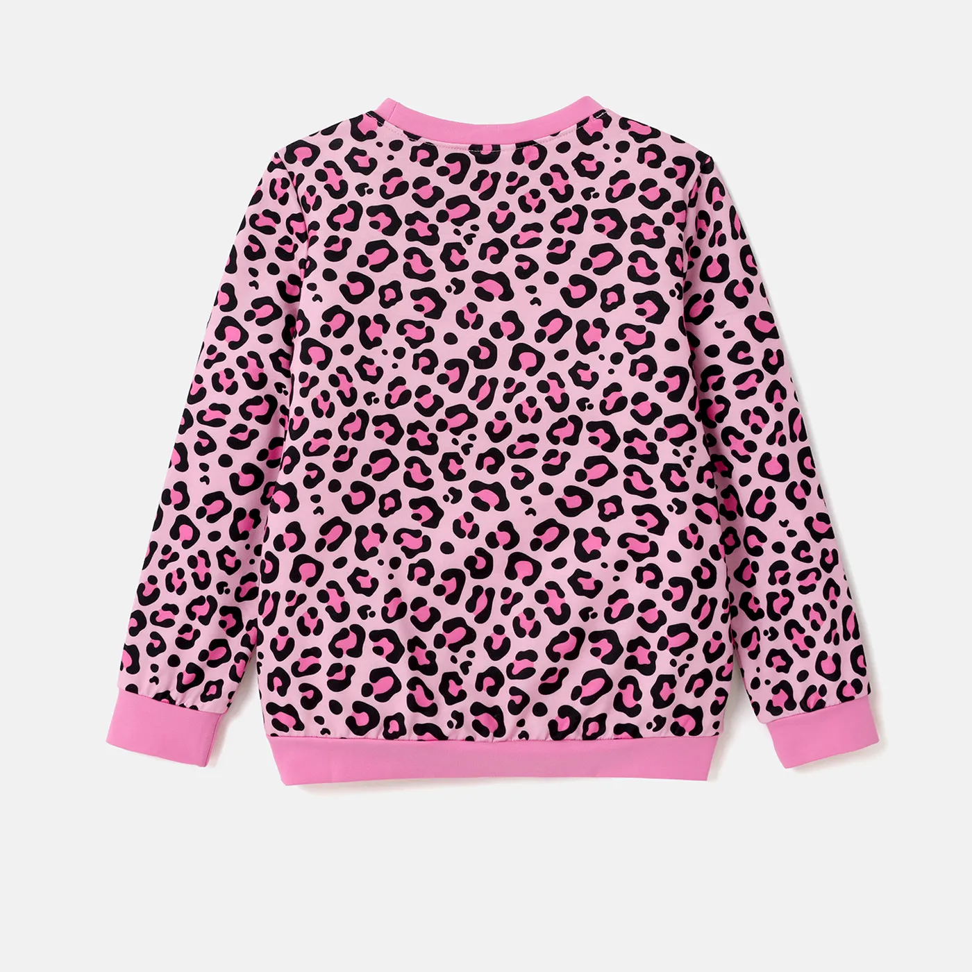 Barbie Toddler/Kid Girl Naia™ Letter Embroidered Leopard Pullover Sweatshirt  Pink image 4