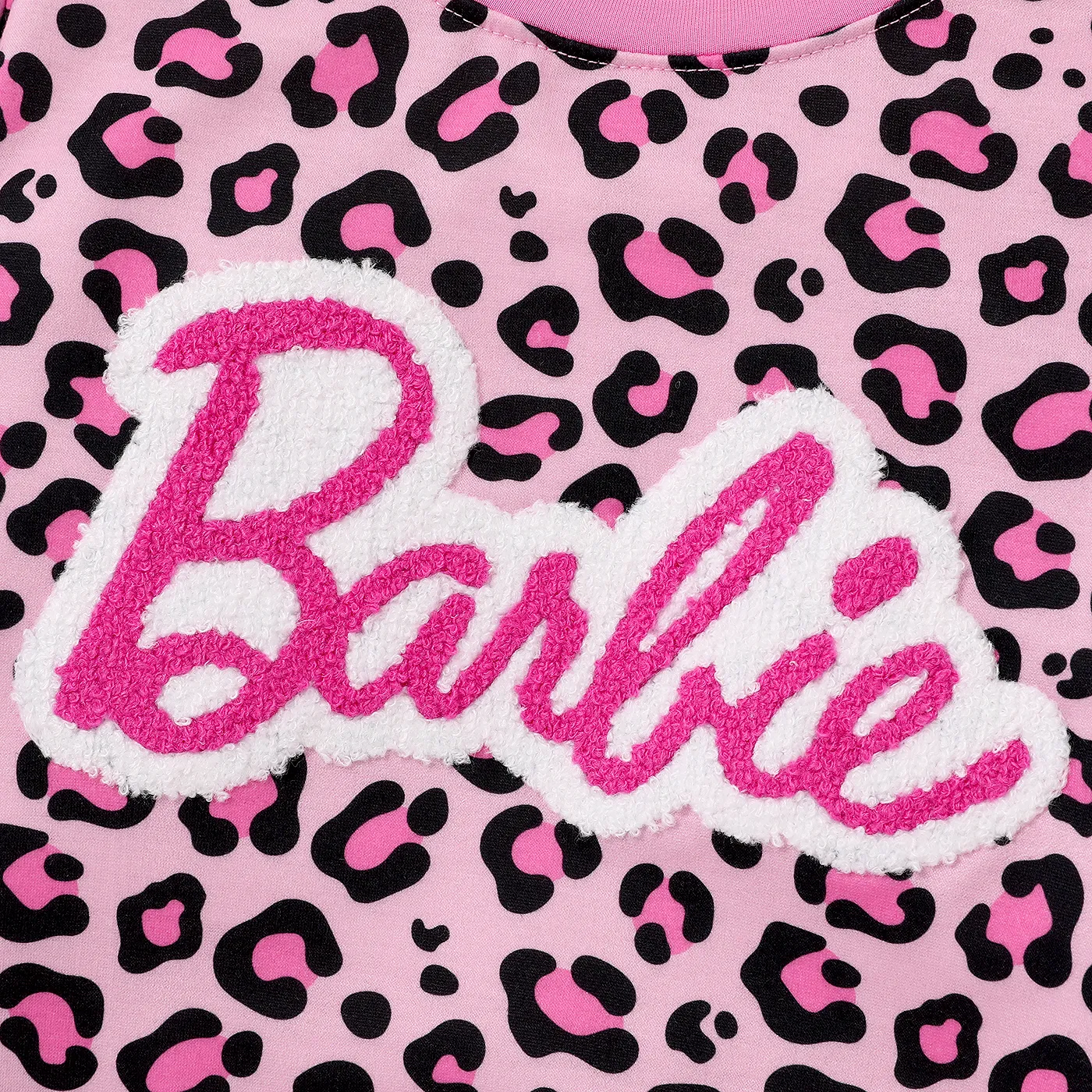 Barbie Toddler/Kid Girl Naia™ Letter Embroidered Leopard Pullover Sweatshirt  Pink image 5