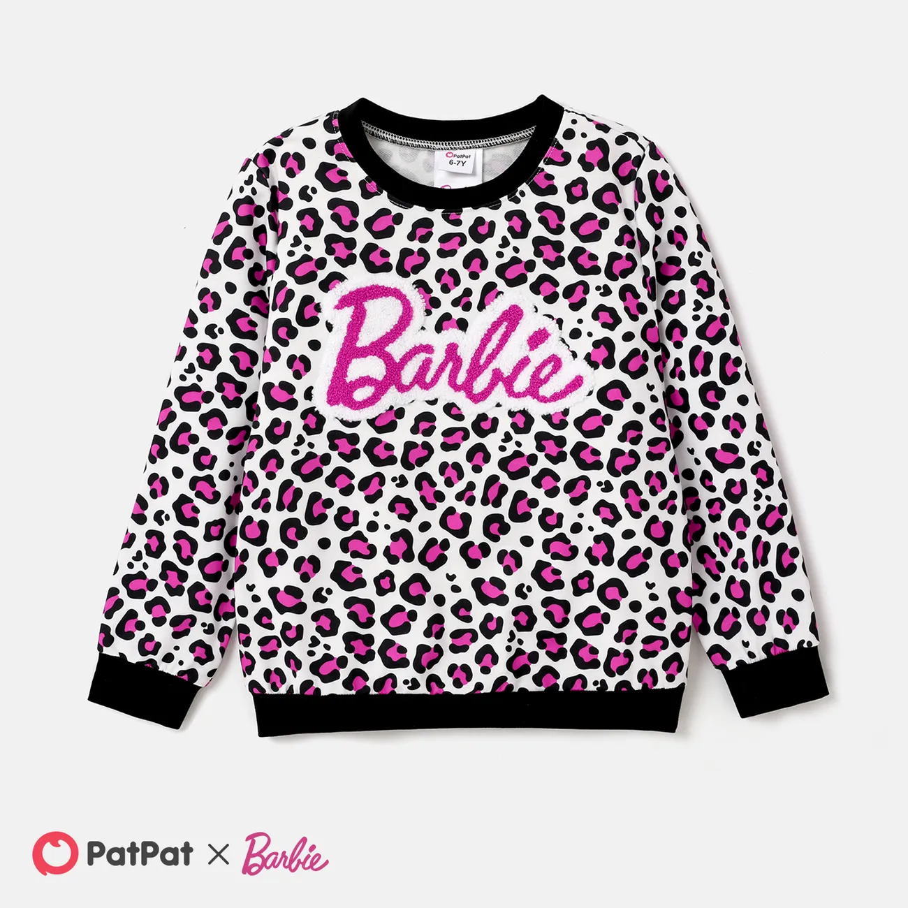 Barbie Toddler/Kid Girl Naia™ Letter Embroidered Leopard Pullover Sweatshirt   big image 1