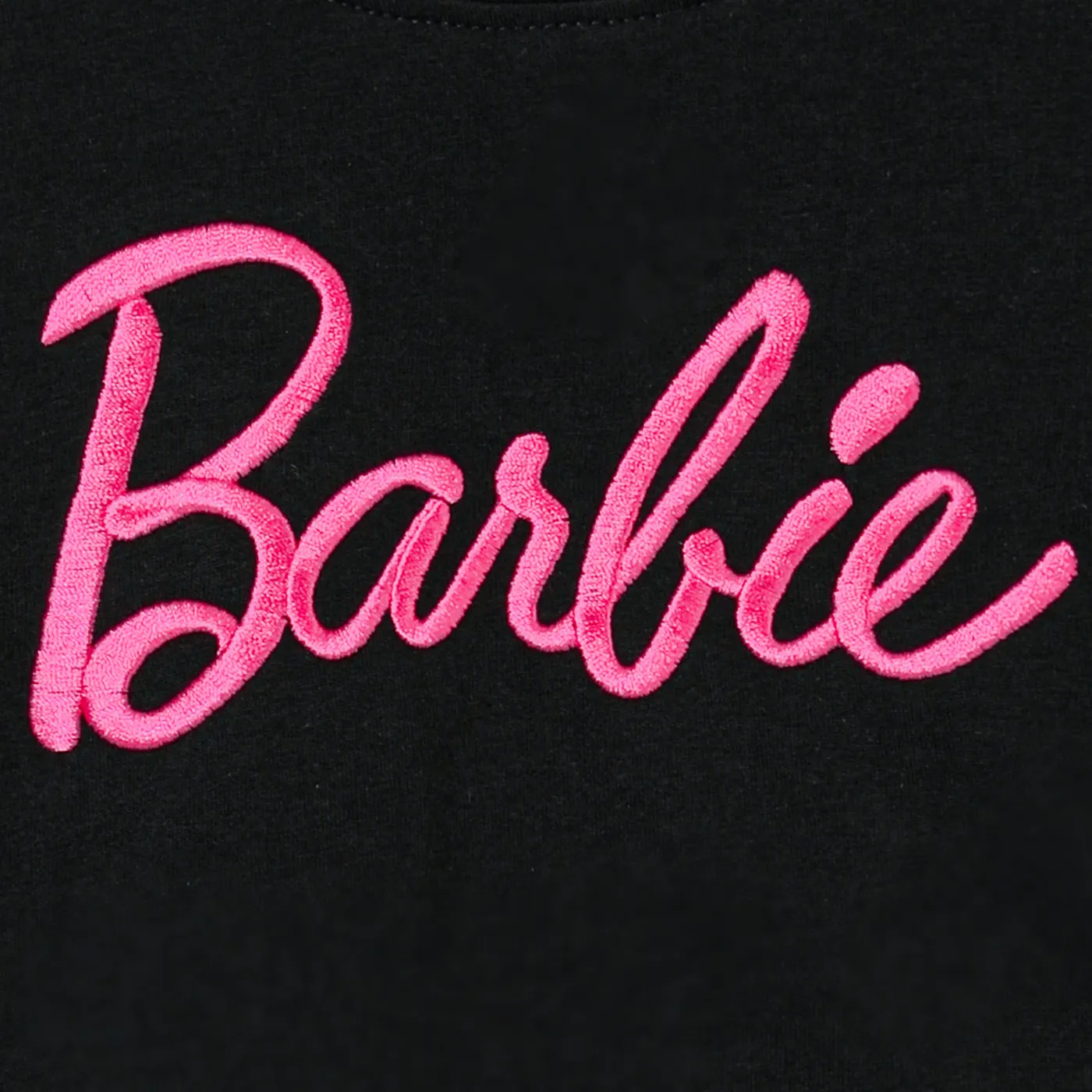 Barbie Sibling Matching Letter Embroidered Guipure Lace Panel Long-sleeve Skirt Set and Bodysuit Dress  Black image 6