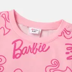 Barbie Kid Girl 2pcs Naia™ Figure Letter Print Fuzzy Trim Pullover and Skirt Set   image 5