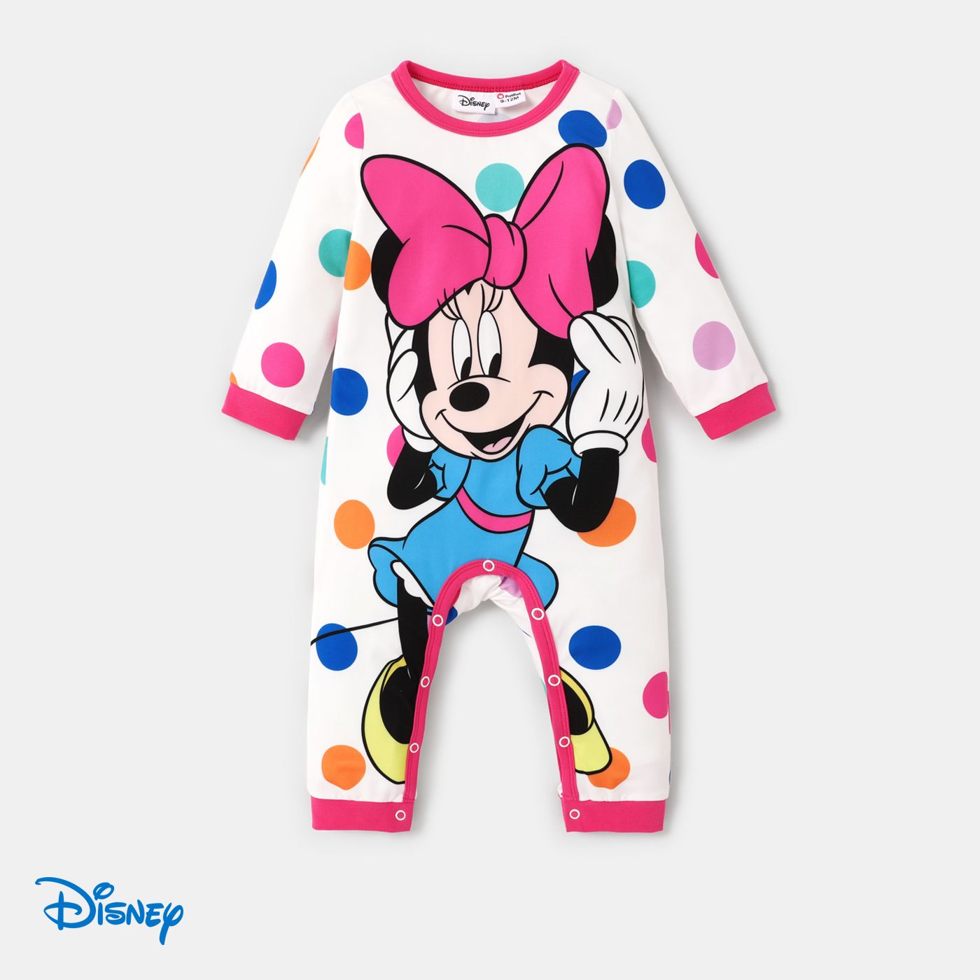 

Disney Mickey and Friends Baby Girl Character & Dots Print Long-sleeve Jumpsuit