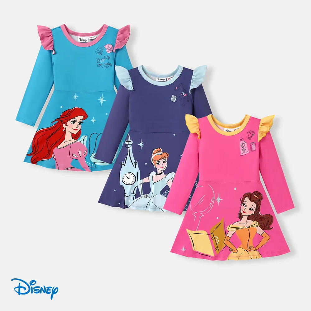 Disney Princess Toddler Girl Character Print Ruffled Long-sleeve Dress   big image 6