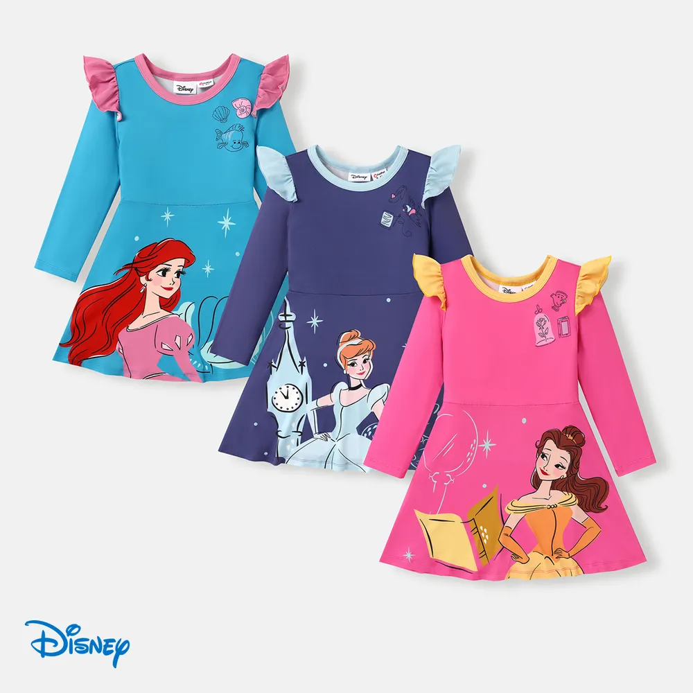 Disney Princess Toddler Girl Character Print Ruffled Long-sleeve Dress big image 6