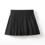 Toddler Girl School Uniform Solid / Plaid Pleated Skort Black