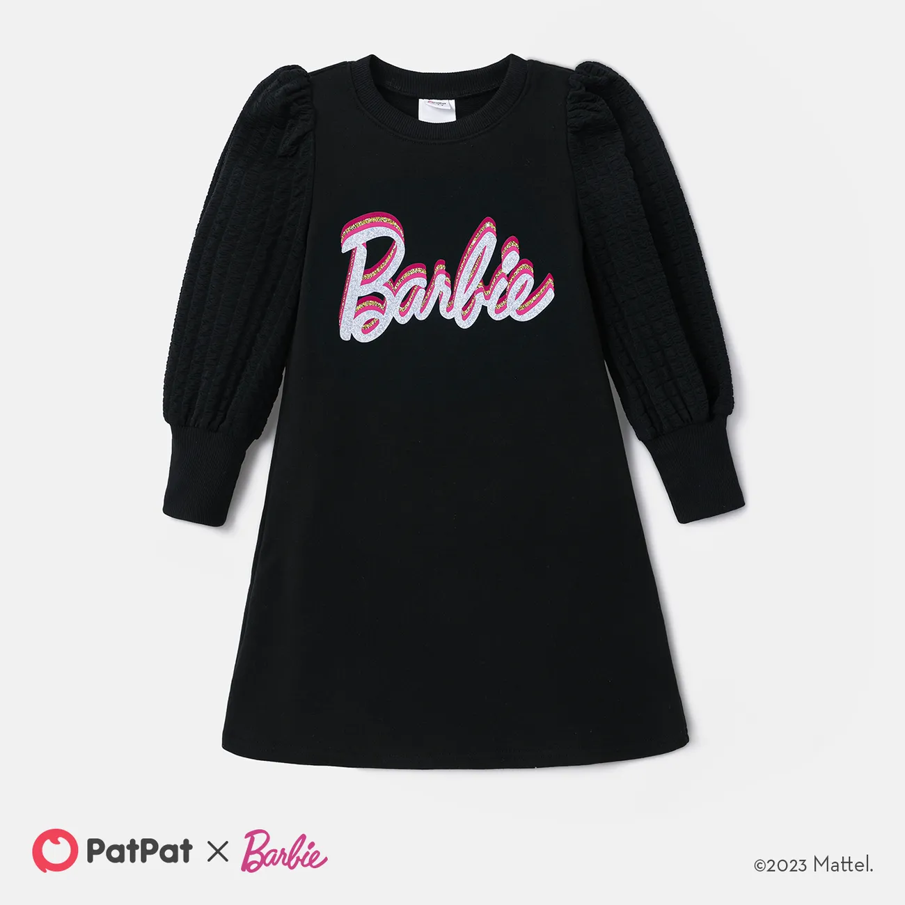 Barbie فساتين 4 - 14 سنة حريمي كم نفش حروف أسود big image 1