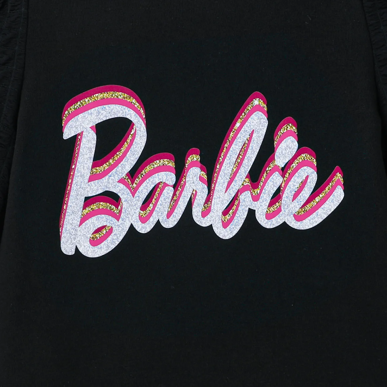 Barbie Enfants Fille Manche bouffante Lettre Robes Noir big image 1