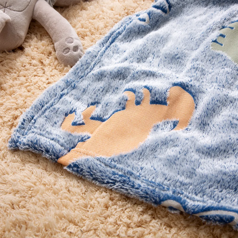 Luminous Double-sided Fleece Blankets Kids Cartoon Dinosaur Throw Blanket Nap Blanket big image 2