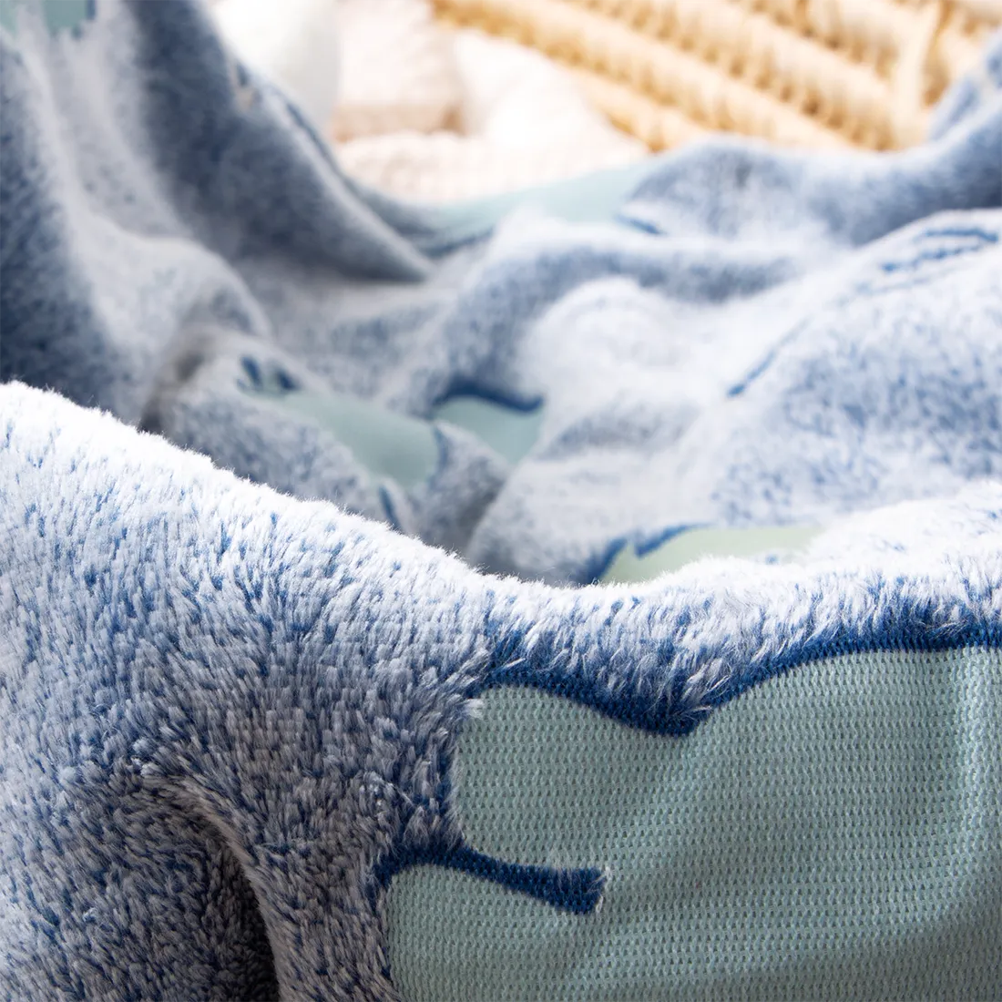 Luminoso de dupla face Cobertores de lã Kids Cartoon Dinossauro Jogar Cobertor Nap Cobertor Azul big image 1