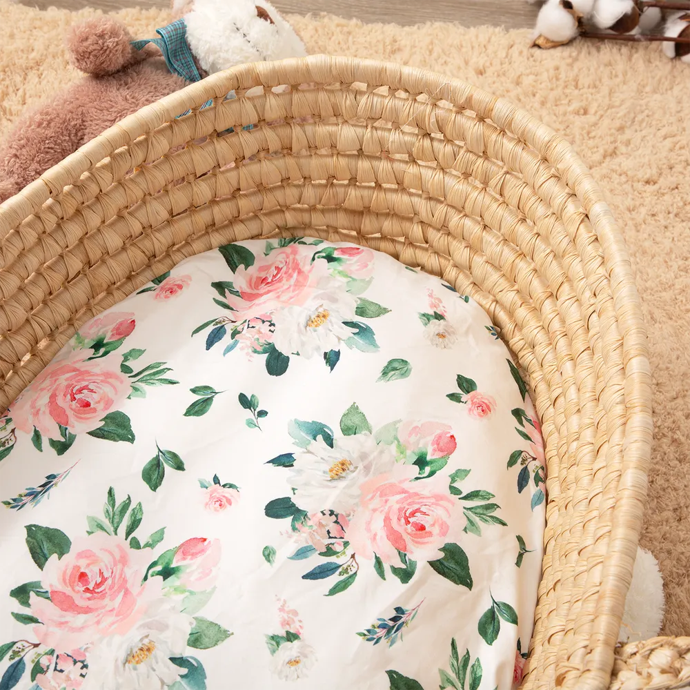 Baby Bassinet Sheet Allover Print Stretchy Soft Breathable Baby Bassinet Fitted Sheets Fits Sheets Size 32.28x16.14x3.15Inches big image 2