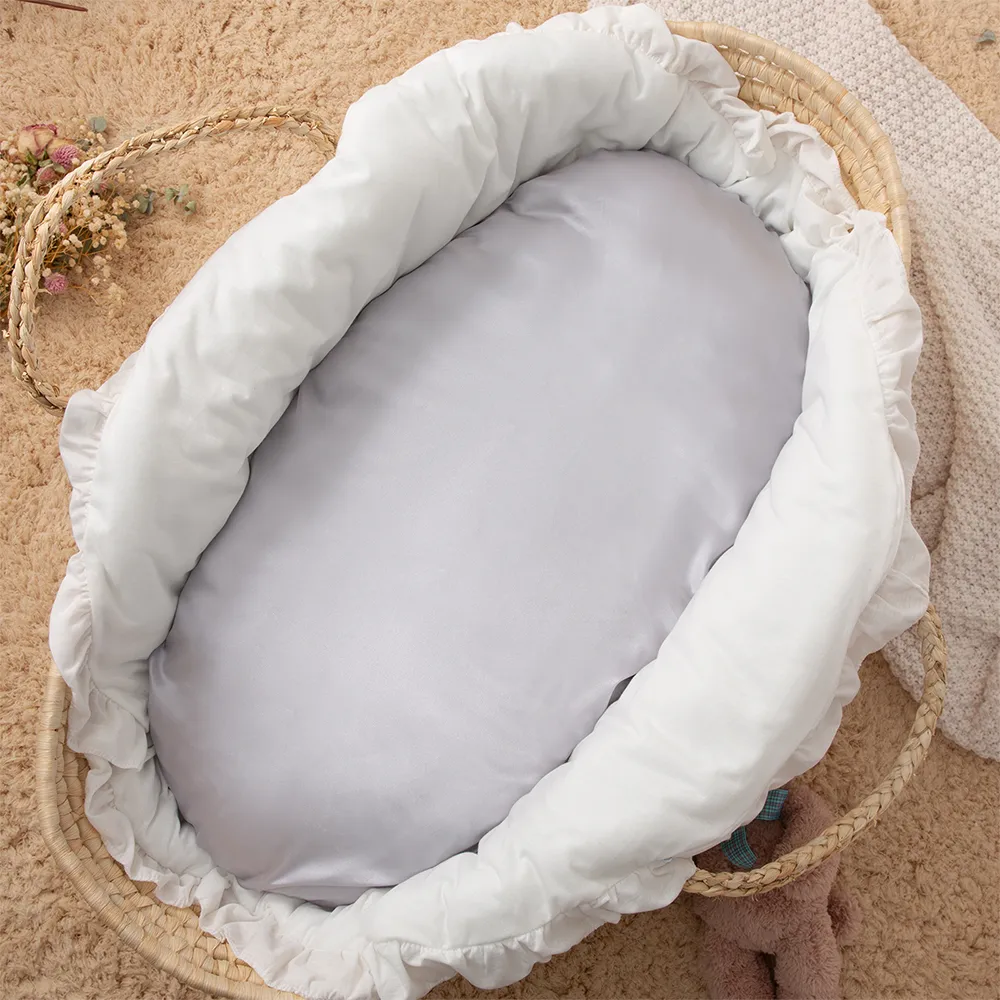 Baby Bassinet Sheet Breathable Silky Solid Baby Bassinet Fitted Sheets Fits Sheets Size 32.28x16.14x3.15Inches  image 1
