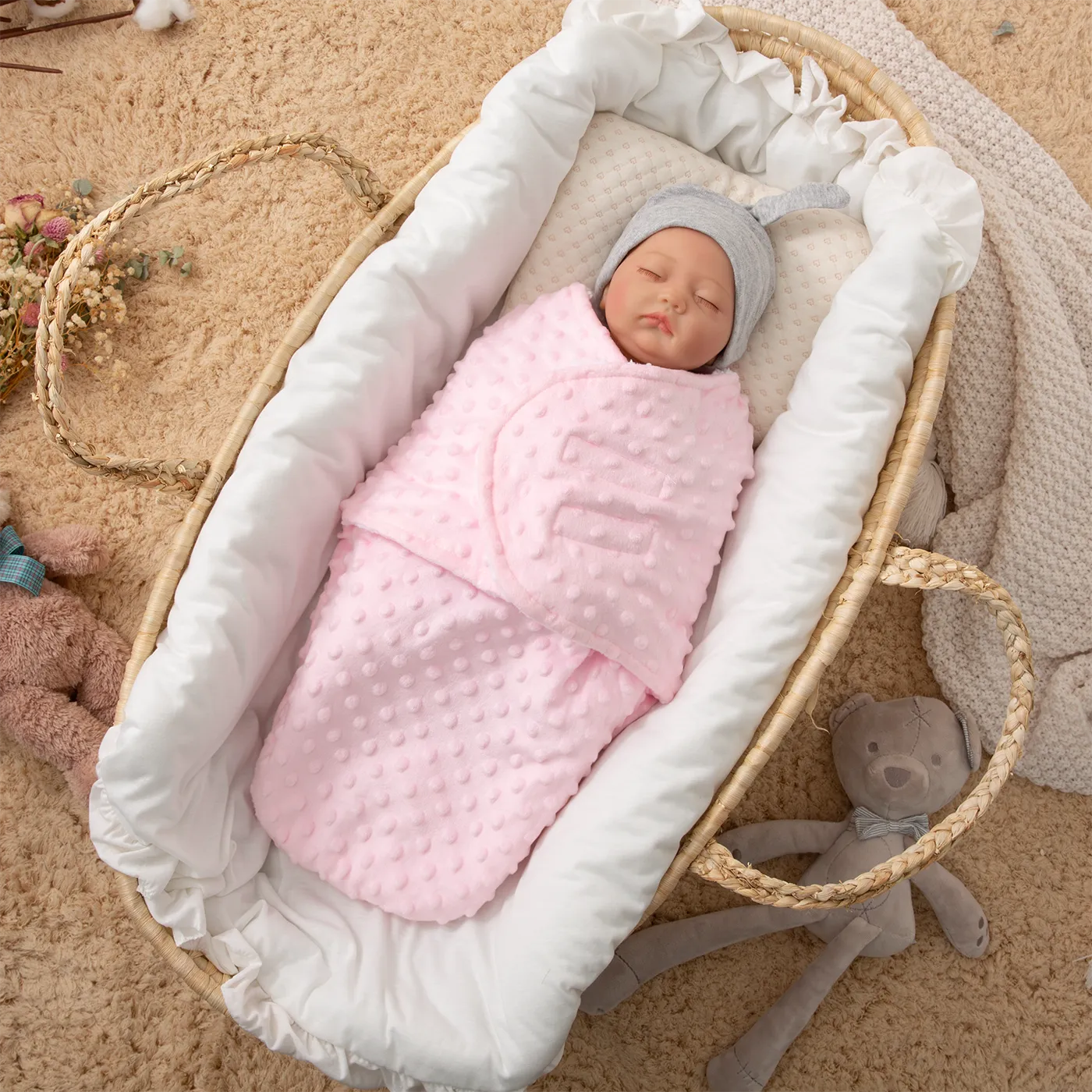 Baby Winter Plush Swaddles Light Pink