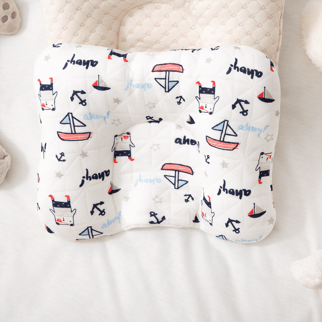 Baby 100% Colored Cotton Cute Cartoon Pillow Baby Head Shaping Pillow for Preventing Flat Head Syndr