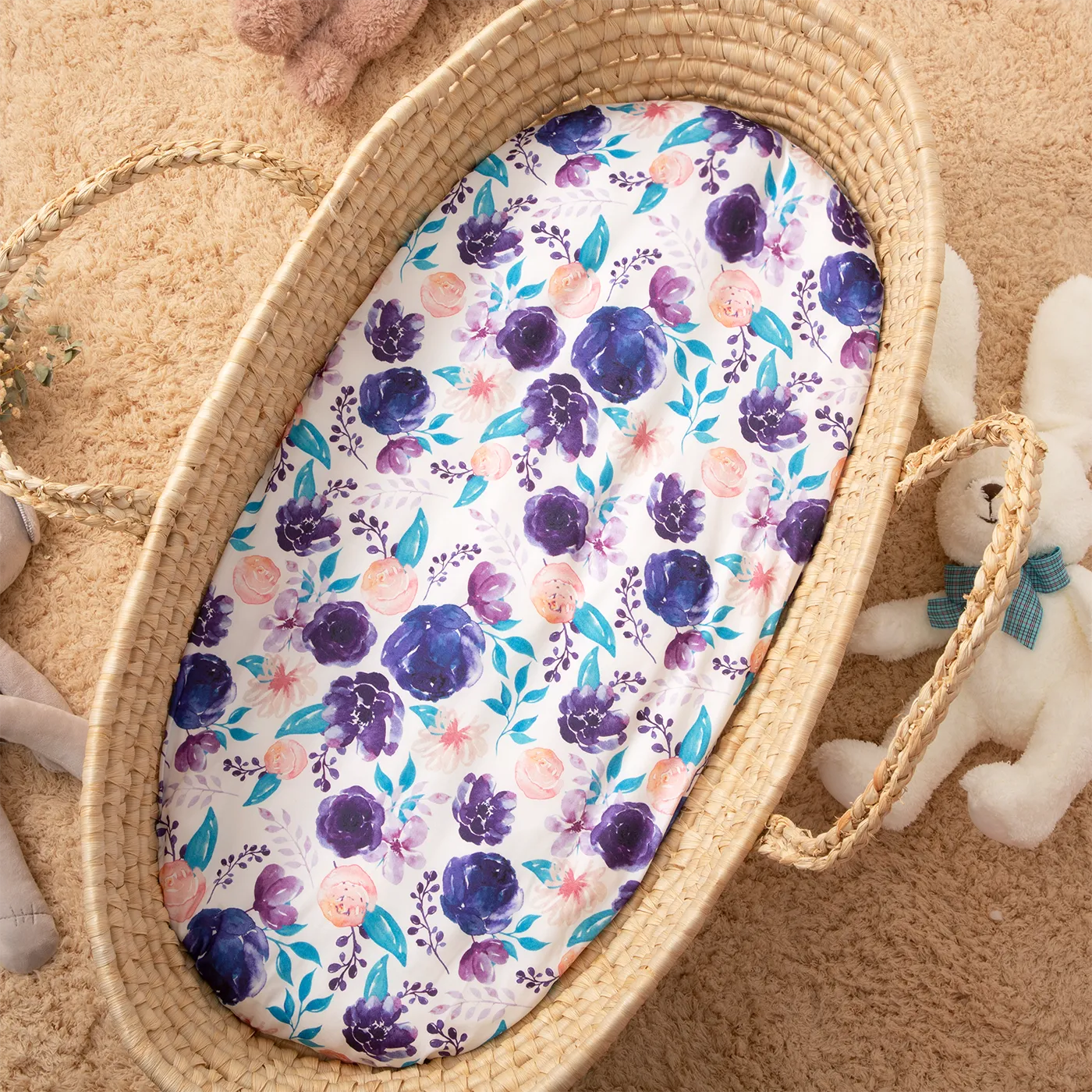 Removable Cover Baby Bionic Bed Removable Washable Cover Baby Lounger Baby Nest Cover without Zipper Light Purple