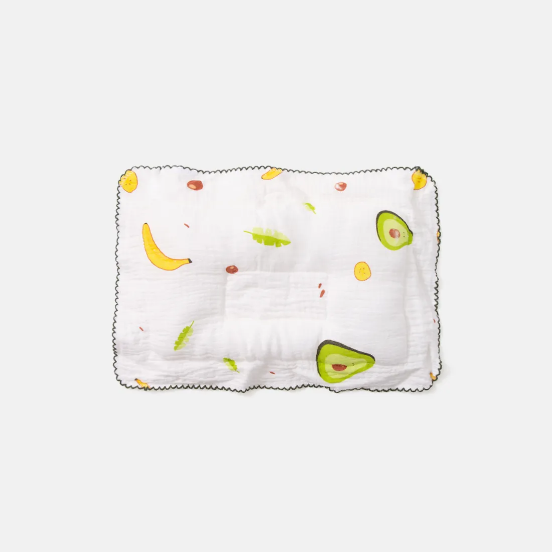 Pure Cotton Baby Pillow Fruit Pattern Sweat-absorbing Breathable Sleeping Pillow to Help Prevent and Treat Flat Head Syndrome Green image 2