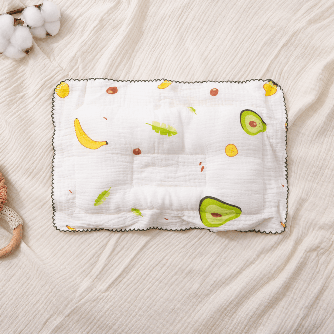 Pure Cotton Baby Pillow Fruit Pattern Sweat-absorbing Breathable Sleeping Pillow To Help Prevent And Treat Flat Head Syndrome