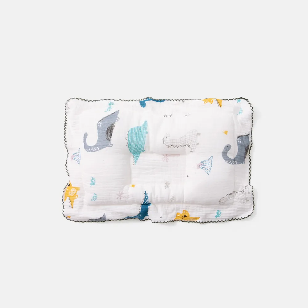 Pure Cotton Baby Pillow Dinosaur Pattern Sweat-absorbing Breathable Sleeping Pillow to Help Prevent and Treat Flat Head Syndrome big image 2