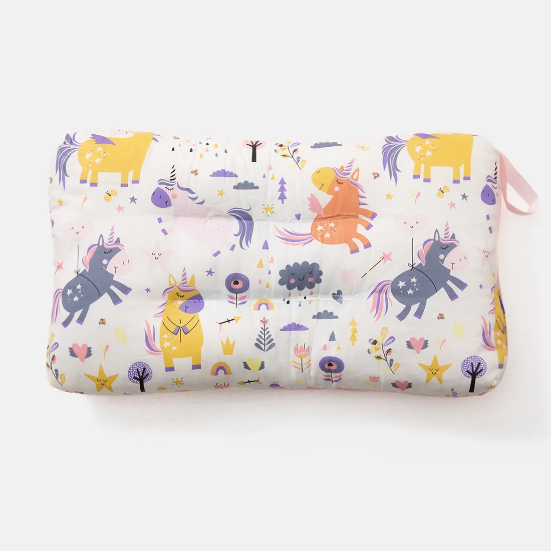 100% Cotton Baby Soothing Pillow Cartoon Dinosaur Unicorn Pattern Kids Soft Elastic Sleeping Pillows Pink big image 1