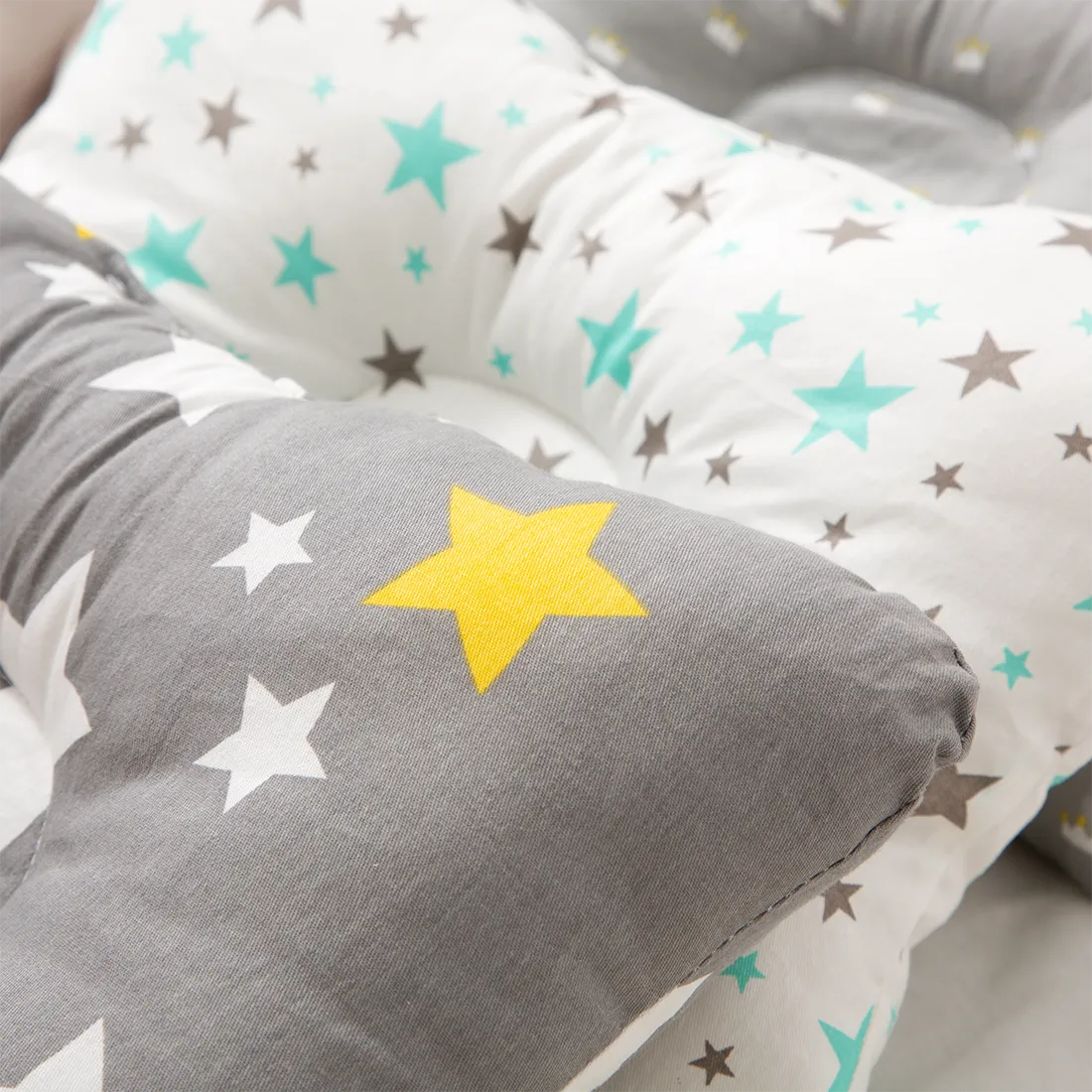 100% Cotton Baby Pillow Newborn Baby Anti Flat Head Baby Sleep Pillow Baby Bedding Sleep Positioner Support Pillow (25*19 cm/9.84*7.48inch  0-12 months) Light Grey image 6