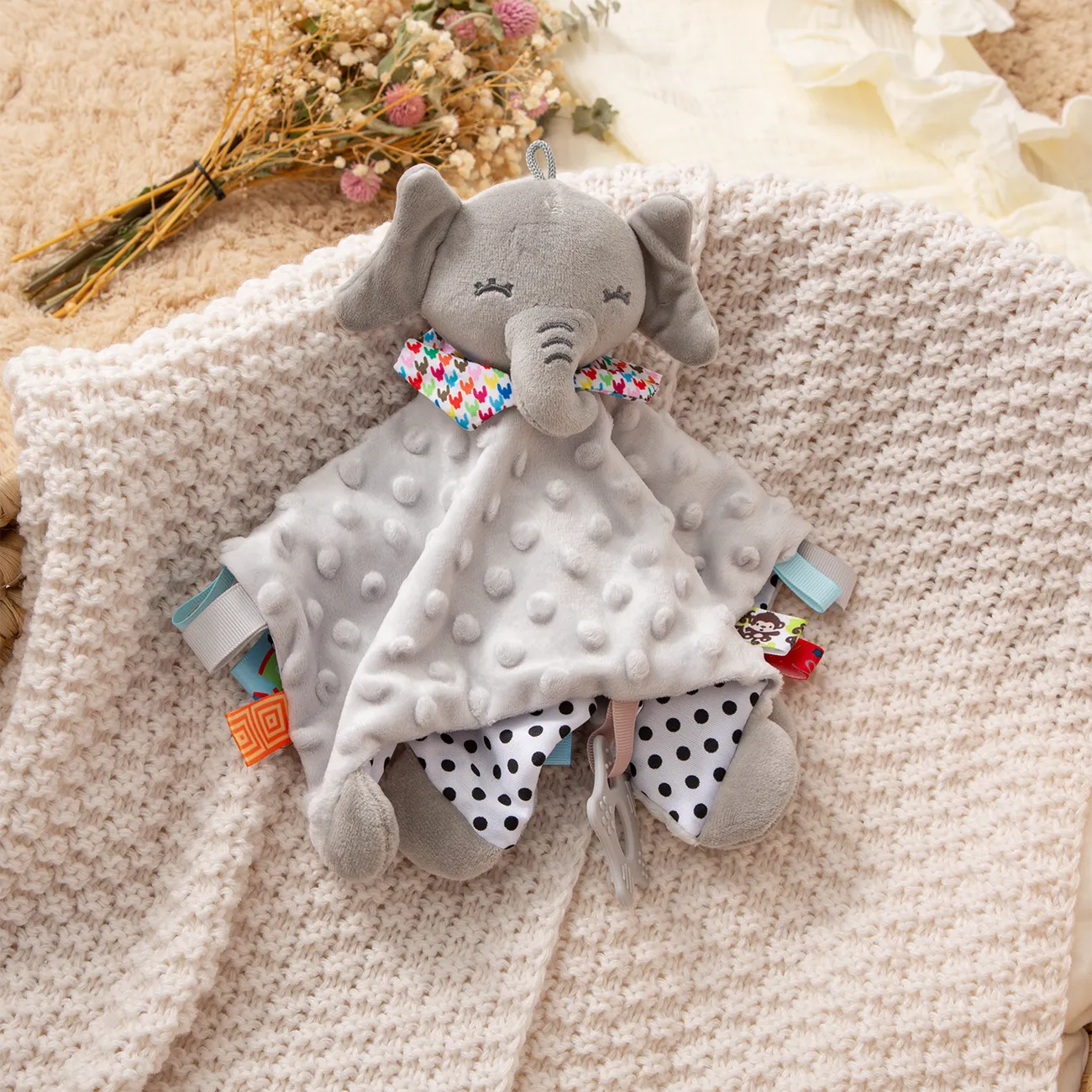 Cute Animal Baby Infant Soothe Appease Towel Soft Plush Comforting Toy Velvet Appease Baby Sleeping Doll Supplies Grey big image 1