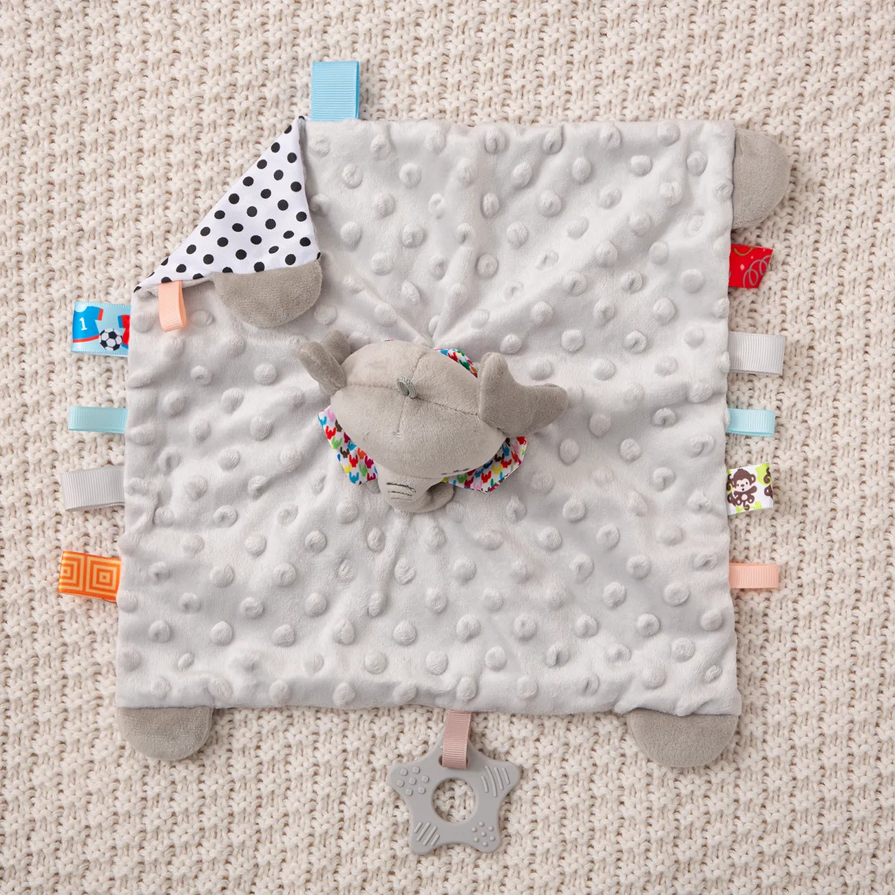 niedliches Tier Baby Säugling beruhigen beschwichtigen Handtuch weicher Plüsch tröstlich Spielzeug Samt appease Puppe Babyschlafbedarf grau big image 1
