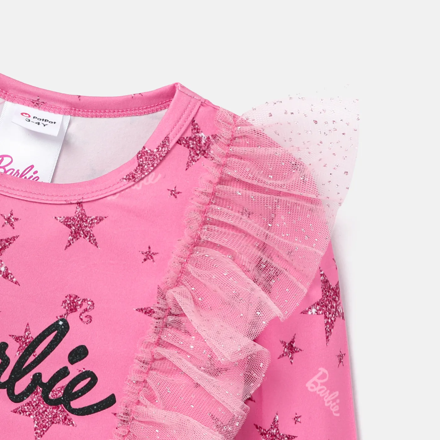 Barbie Toddler Girl Letter Print Mesh Panel Long-sleeve Tee   image 5