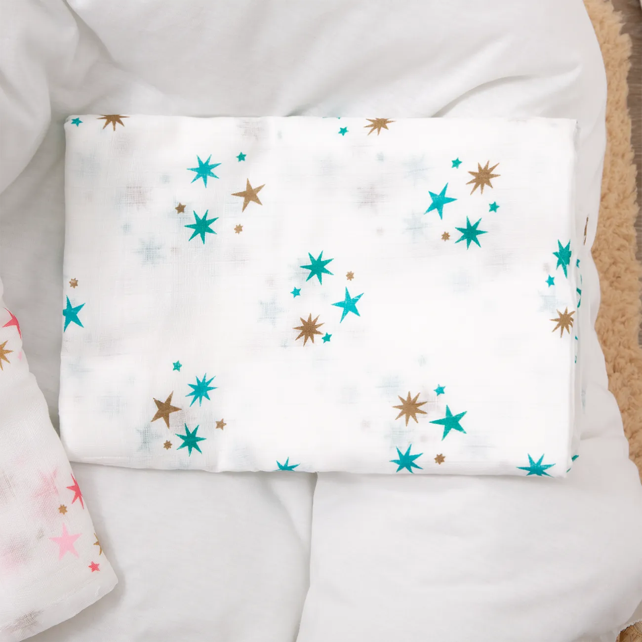 100% Baumwolle Gaze Neugeborene Baby Quilt tragbare Decken, die Kinderbettwäsche für den Sommer erhalten hellblau big image 1