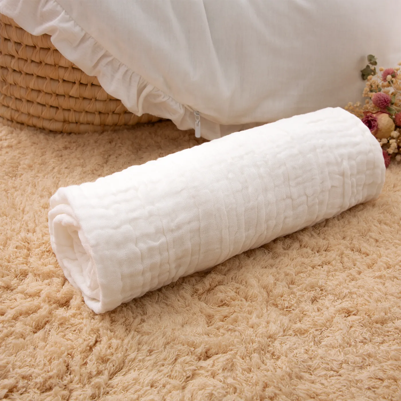 100% Cotton Baby Gauze Wearable Blankets Quilt White