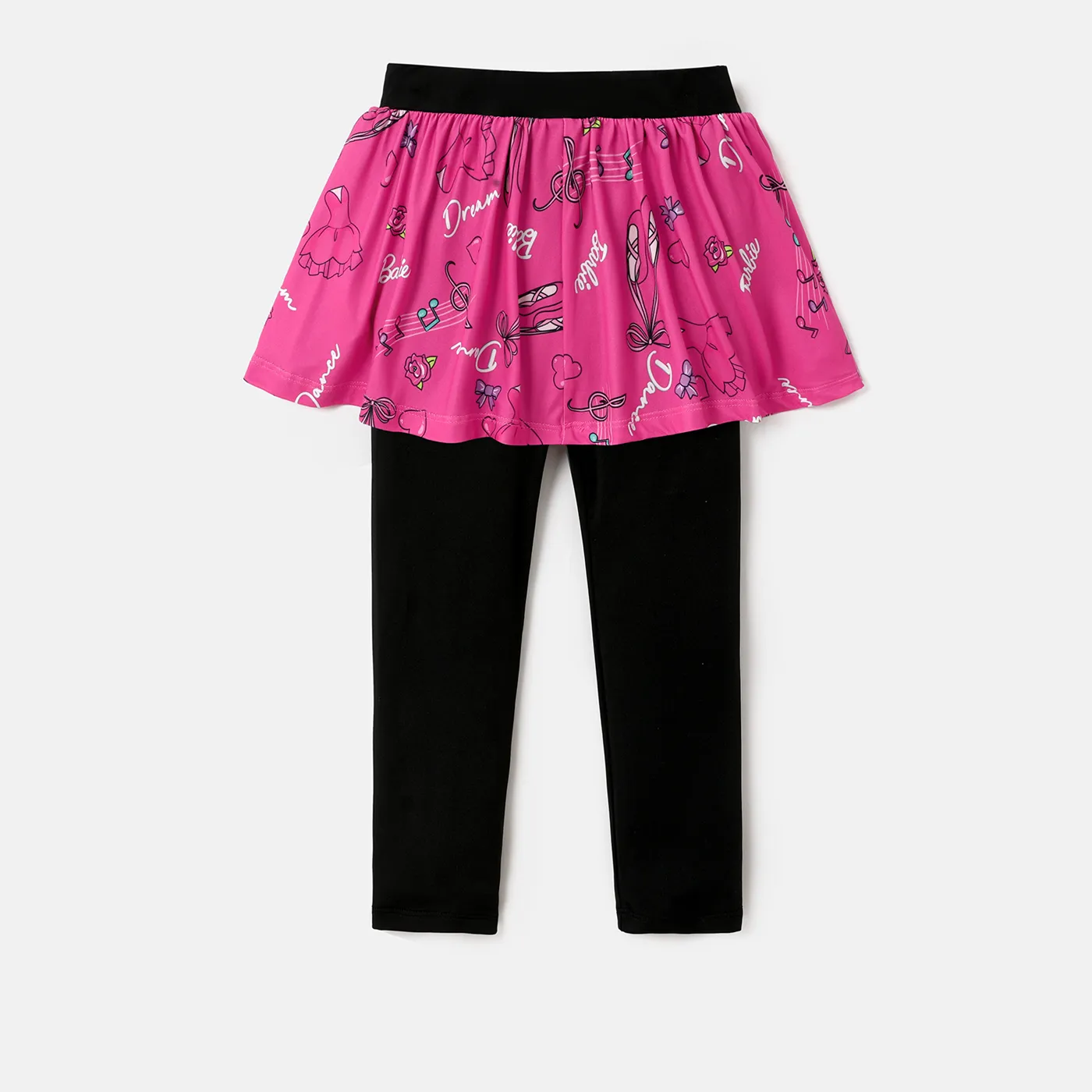 Barbie Toddler Girl Bow Print Ruffle Overlay 2 In 1 Leggings  image 5