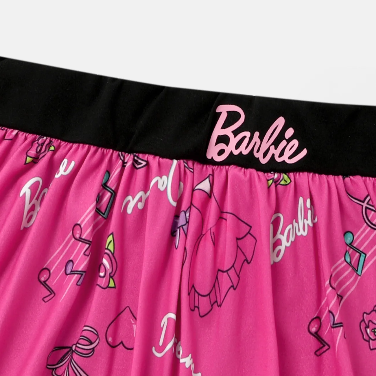 Barbie Toddler Girl Bow Print Ruffle Overlay 2 In 1 Leggings Black big image 1