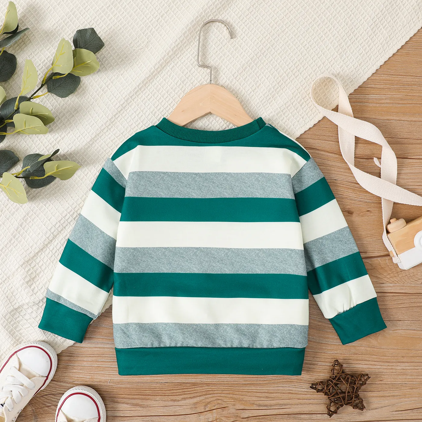 Toddler Boy Patch Pocket Stripe Pullover Sweatshirt    image 2