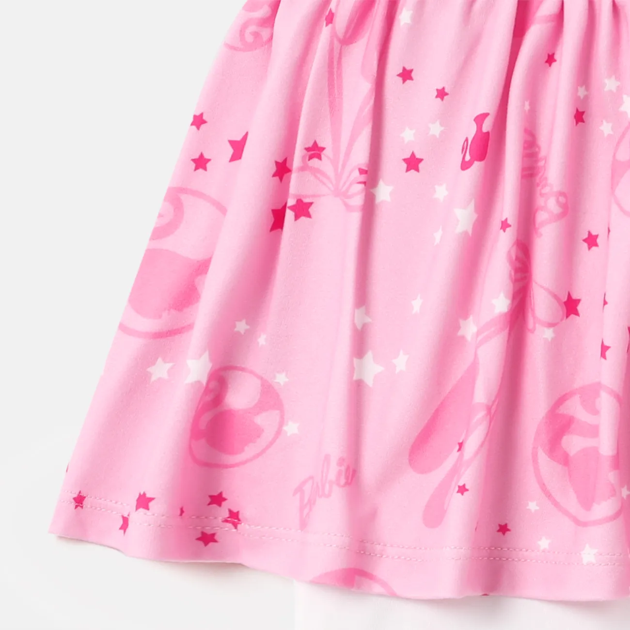 Barbie Toddler Girl Bow Print Ruffle Overlay 2 In 1 Leggings White big image 1