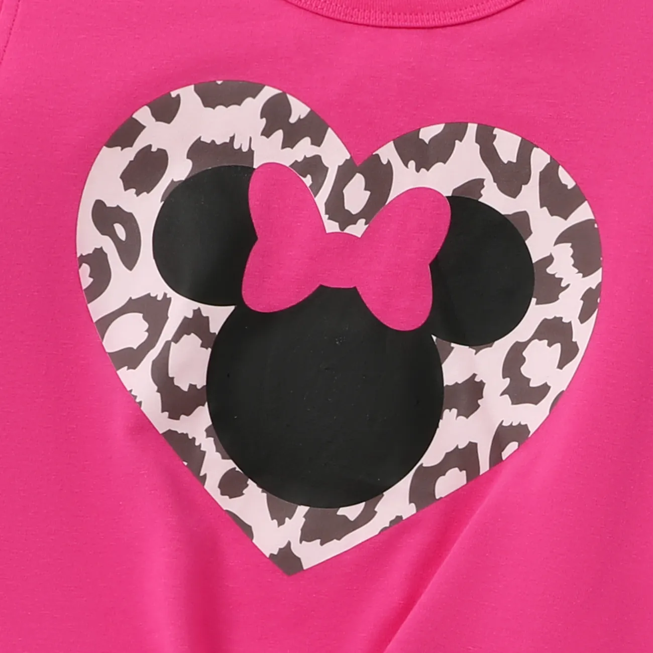 Disney Mickey and Friends Toddler/Kid Girl 2pcs Naia™ Leopard Character Print Flutter-sleeve Tee and Pants Set  PINK-1 big image 1