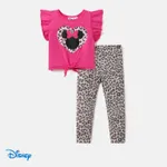 Disney Mickey and Friends Toddler/Kid Girl 2pcs Naia™ Leopard Character Print Flutter-sleeve Tee and Pants Set  PINK-1