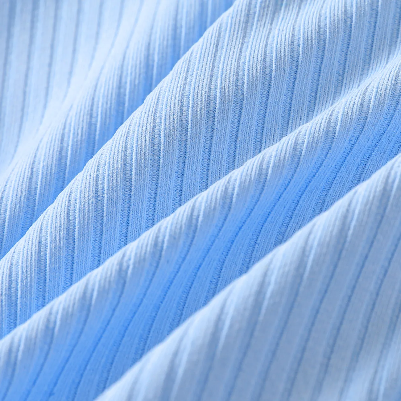 Kid Girl Twist Knot Front Long-sleeve Rib-knit Tee   Light Blue big image 1