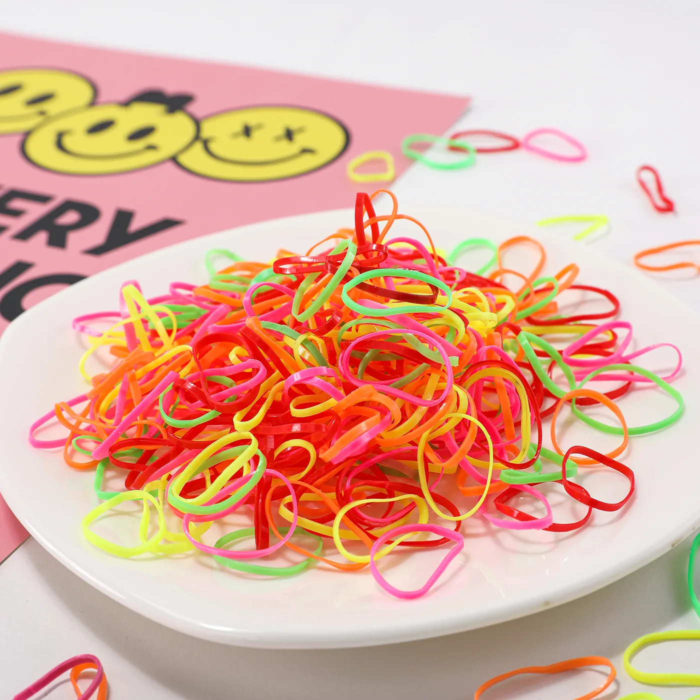 500 PCS/Pack Multicolor Hair Ties for Girls (Random inner bag) Orange