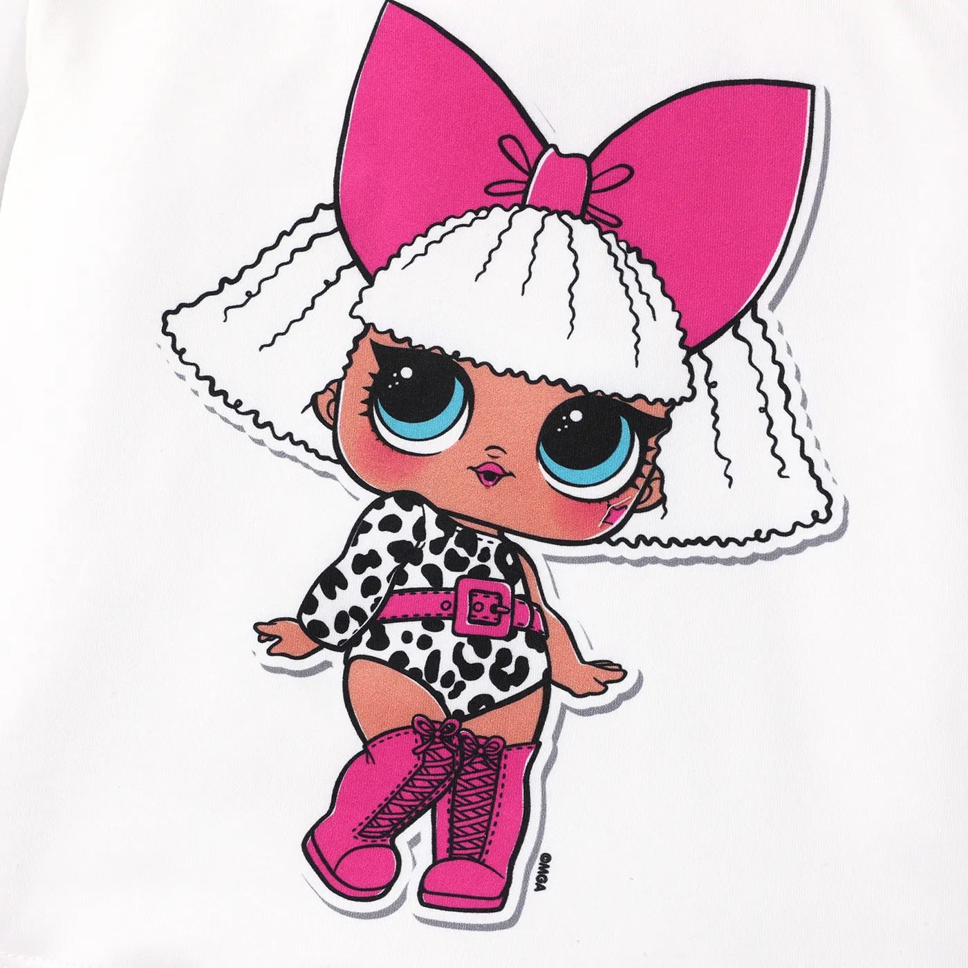 L.O.L. SURPRISE! Toddler Girl 2pcs Character Print Long-sleeve One-Shoulder Top and Leopard Pattern Mesh Skirt Set  Roseo image 3