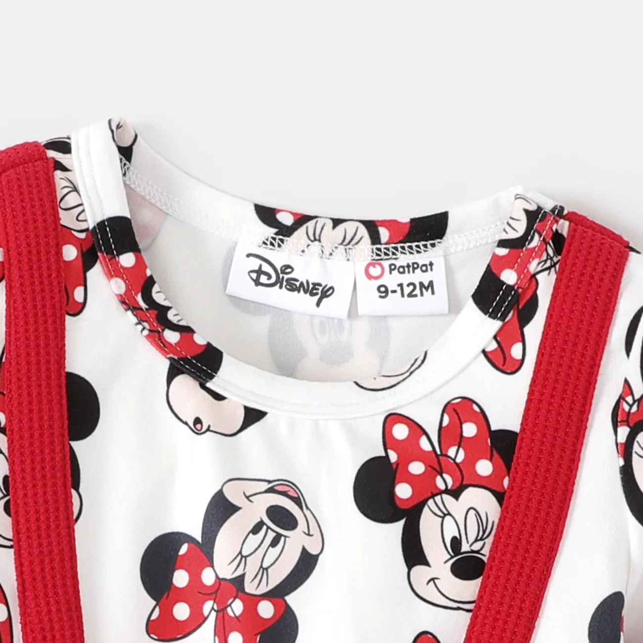 Disney Mickey and Friends Baby Girl Character Print Long-sleeve 2 In 1 Combo Dress Red big image 1