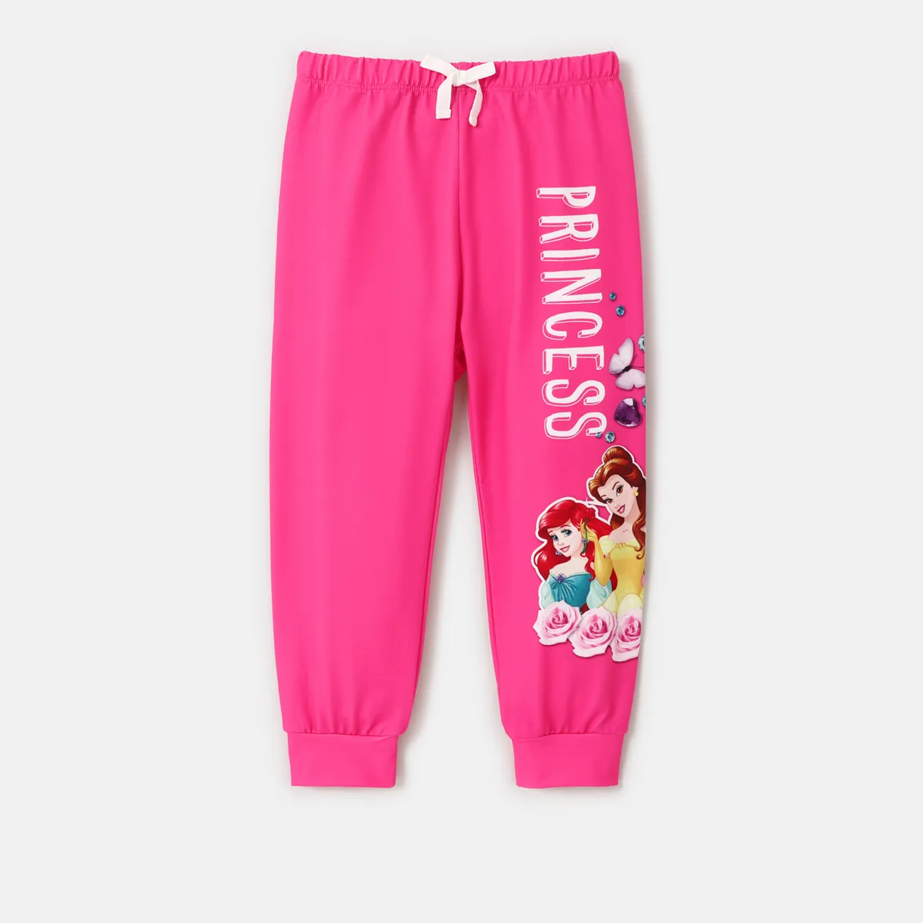 Disney Princess Toddler Girl Letter & Character Print Sweatpants  Hot Pink big image 1